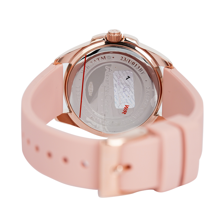 Jam Tangan Alexandre Christie Classic AC 2A68 BFRRGPN Women Pink Dial Pink Rubber Strap