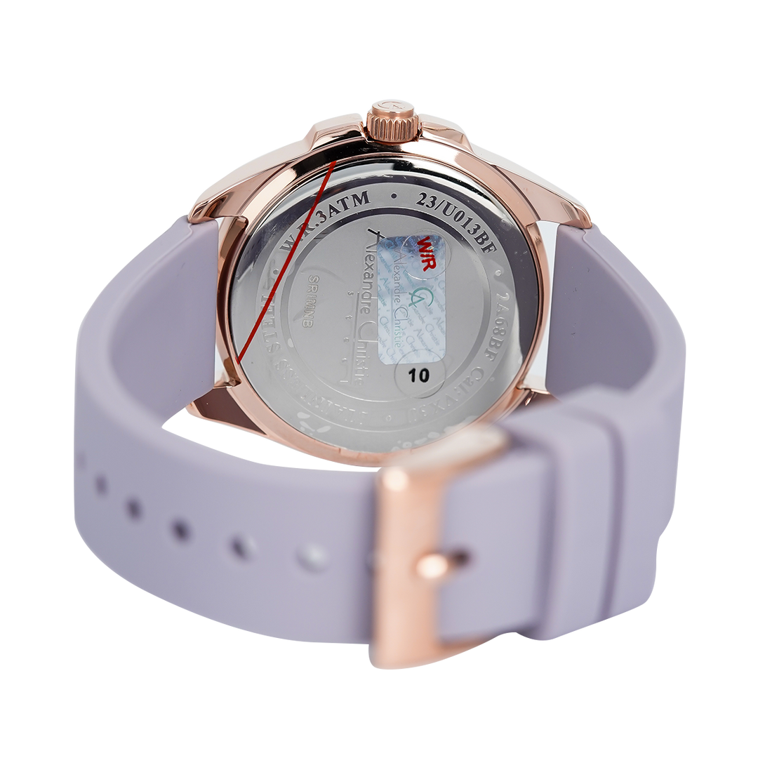 Jam Tangan Alexandre Christie Classic AC 2A68 BFRRGPU Women Purple Dial Purple Rubber Strap