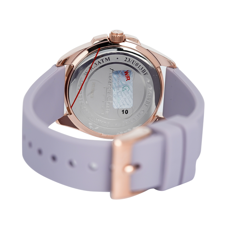 Jam Tangan Alexandre Christie Classic AC 2A68 BFRRGPU Women Purple Dial Purple Rubber Strap