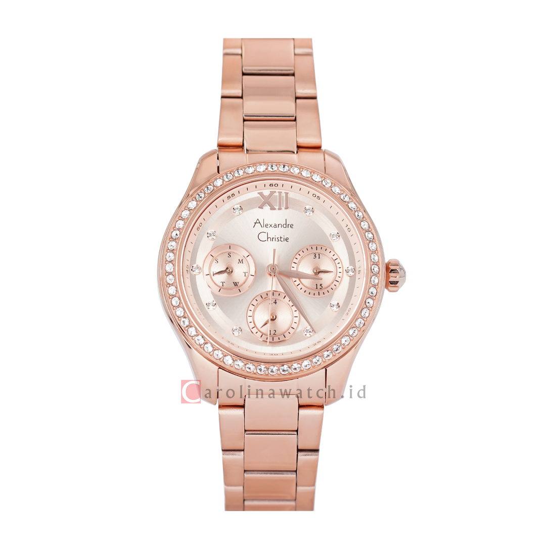 Jam Tangan Alexandre Christie Multifunction AC 2A69 BFBRGLN Women Light Rose Gold Dial Rose Gold Stainless Steel Strap