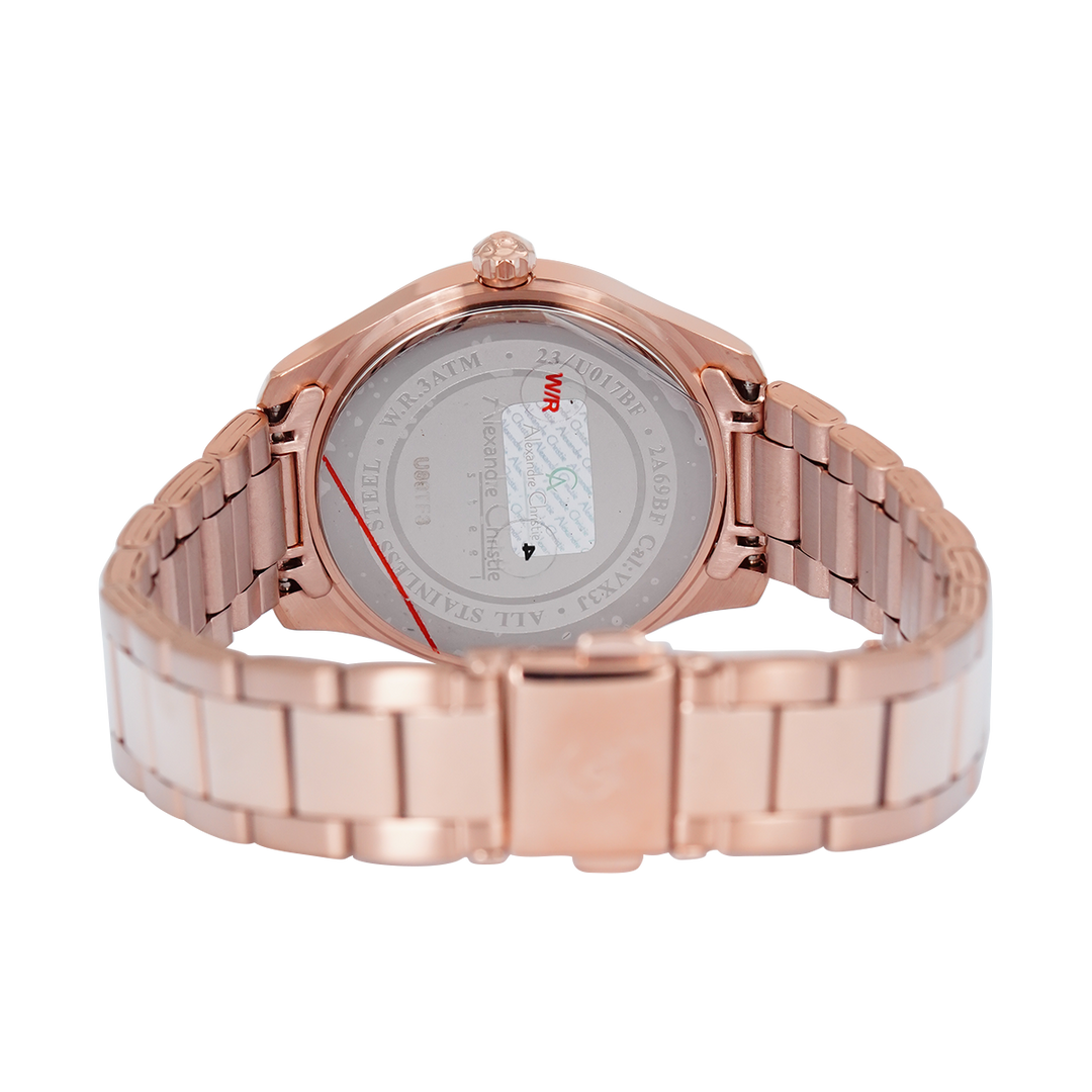 Jam Tangan Alexandre Christie Multifunction AC 2A69 BFBRGLN Women Light Rose Gold Dial Rose Gold Stainless Steel Strap