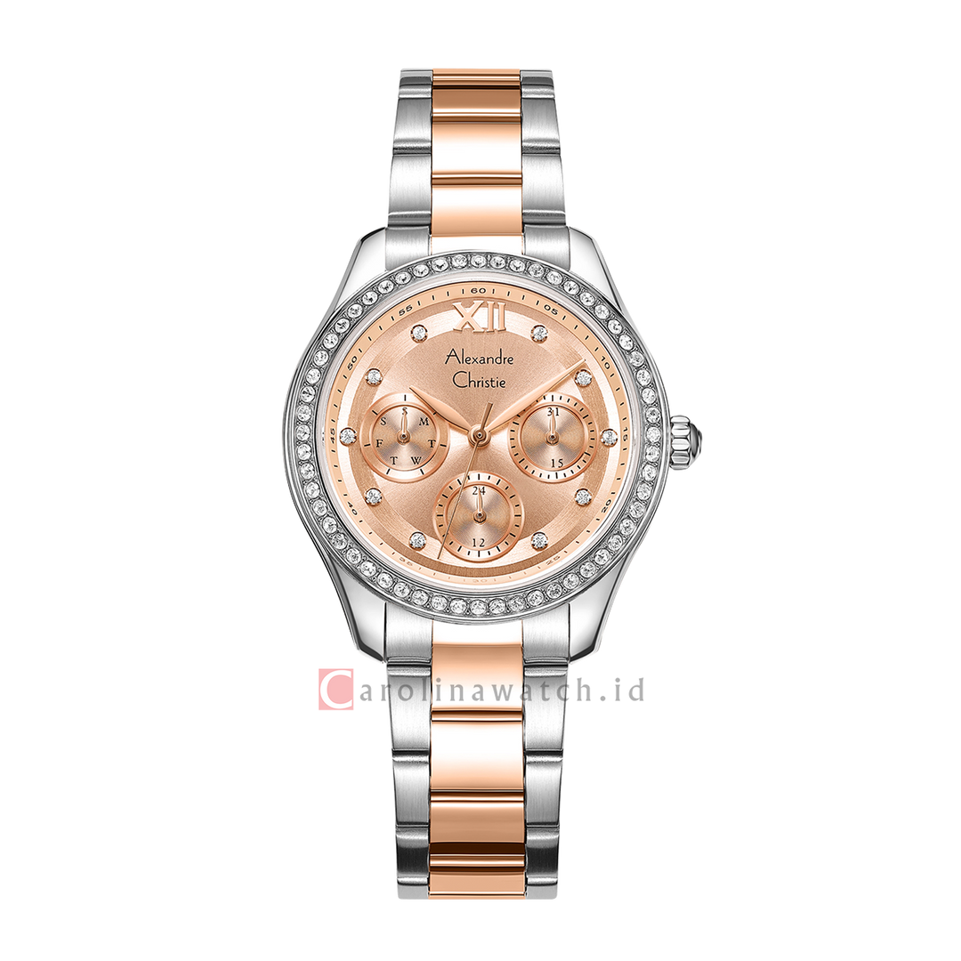 Jam Tangan Alexandre Christie Multifunction AC 2A69 BFBTRLN Women Light Rose Gold Dial Dual Tone Stainless Steel Strap