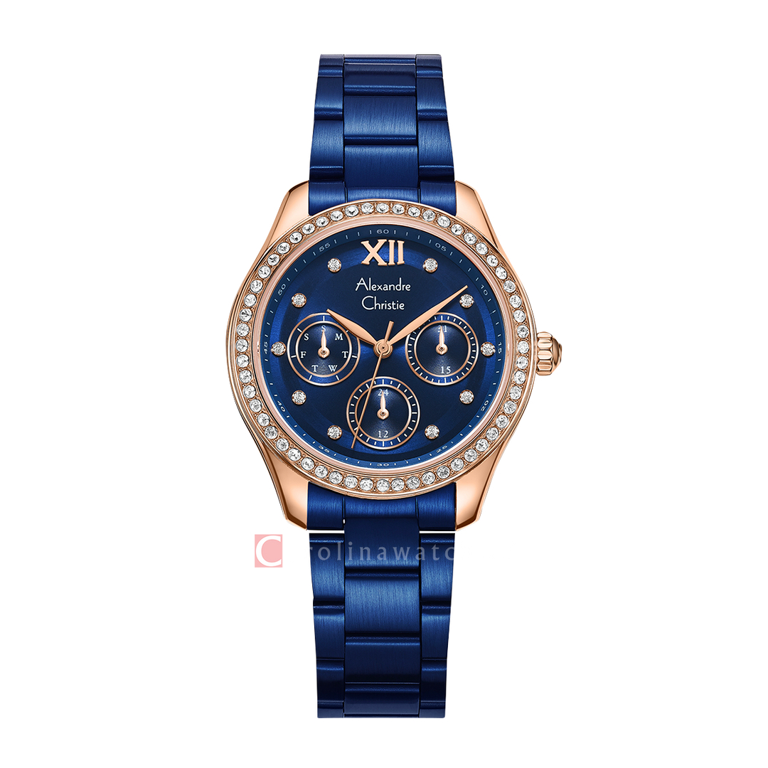 Jam Tangan Alexandre Christie Multifunction AC 2A69 BFBURBU Women Blue Dial Blue Stainless Steel Strap