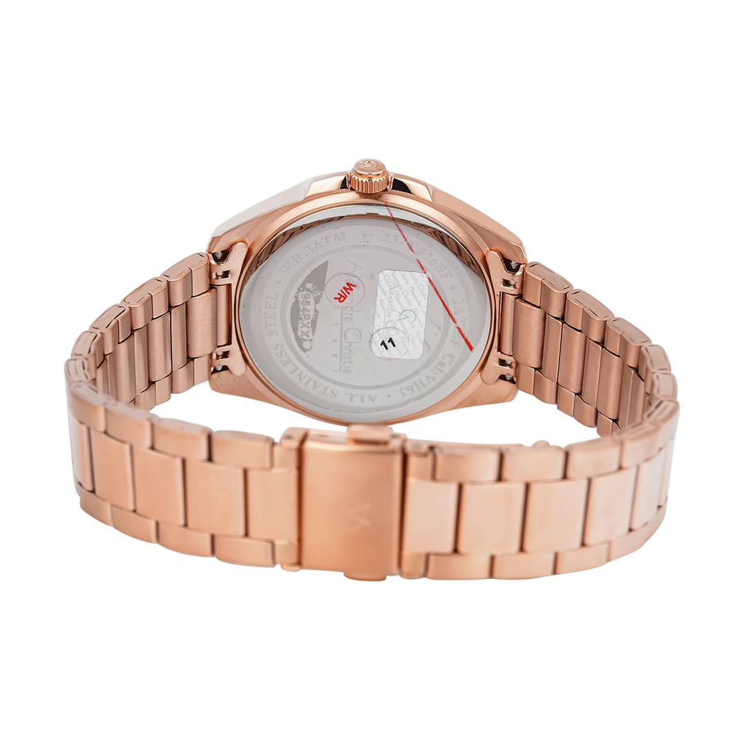 Jam Tangan Alexandre Christie Multifunction AC 2A72 BFBRGLN Women Gold Dial Rose Gold Stainless Steel Strap