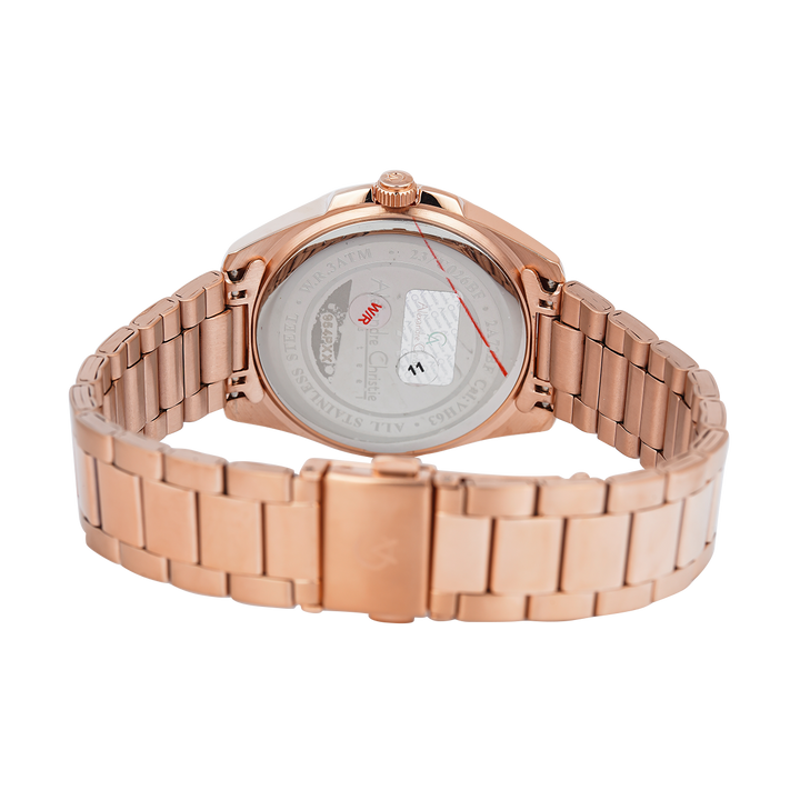 Jam Tangan Alexandre Christie Multifunction AC 2A72 BFBRGLN Women Gold Dial Rose Gold Stainless Steel Strap