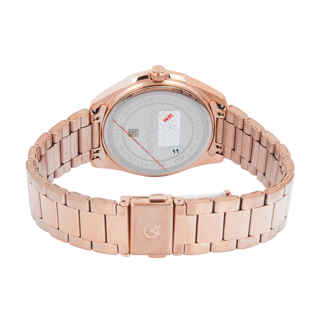 Jam Tangan Alexandre Christie Multifunction AC 2A72 BFBRGLNRG Women Rose Gold Dial Rose Gold Stainless Steel Strap