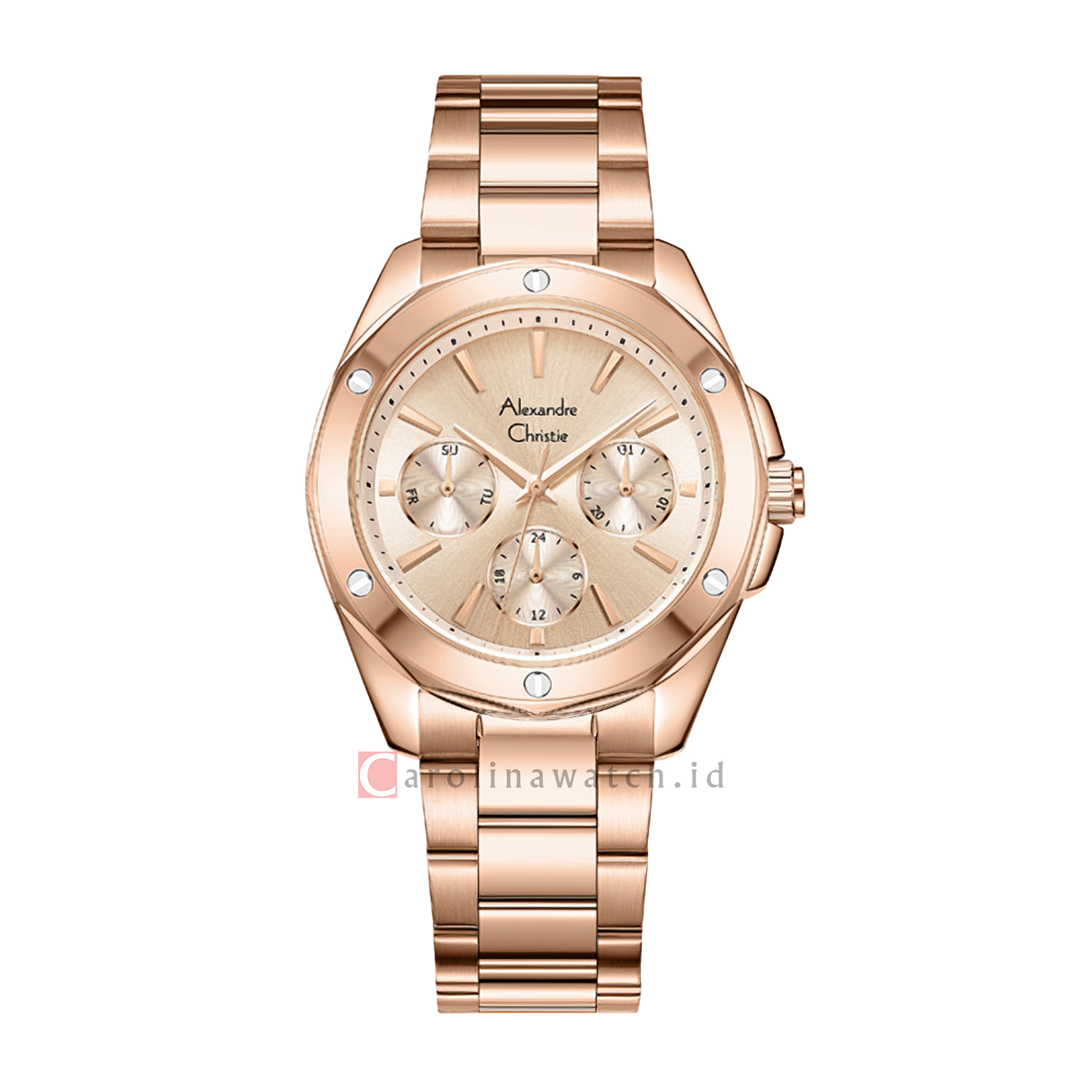 Jam Tangan Alexandre Christie Multifunction AC 2A72 BFBRGLNRG Women Rose Gold Dial Rose Gold Stainless Steel Strap