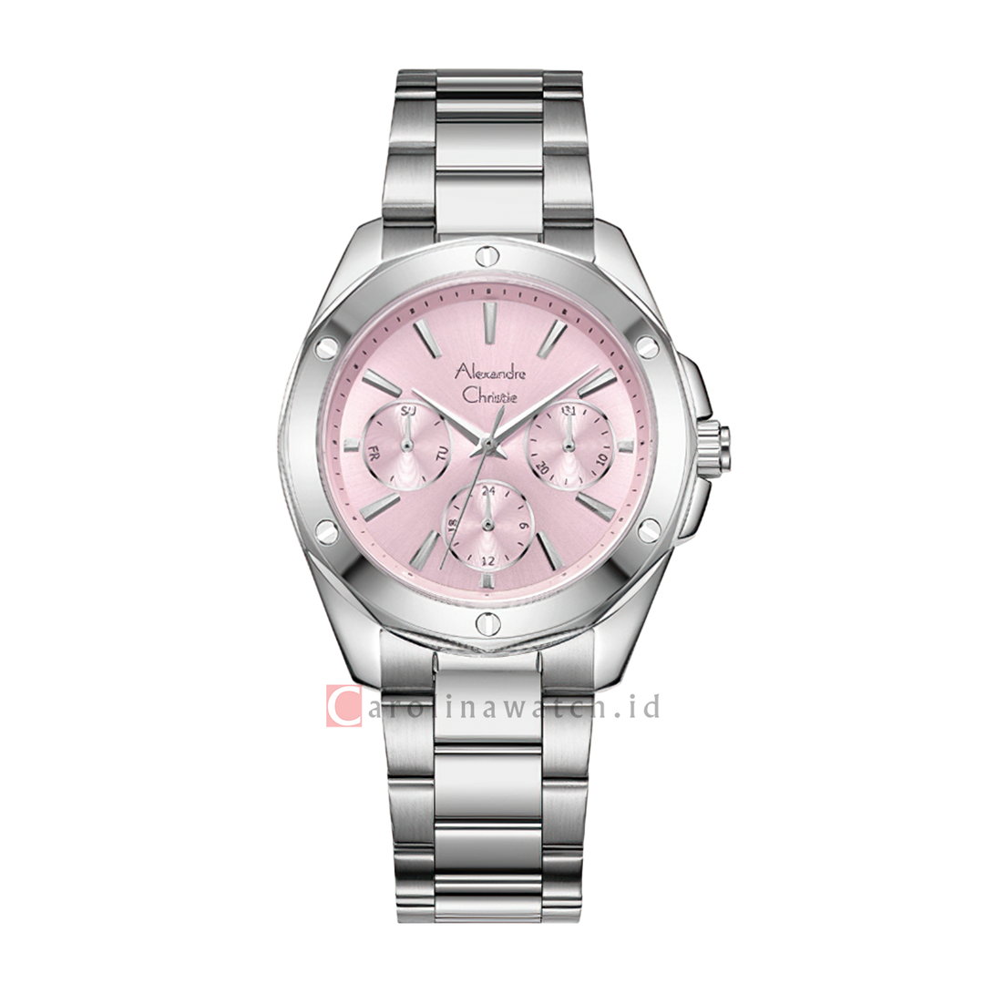 Jam Tangan Alexandre Christie Multifunction AC 2A72 BFBSSPN Women Pink Dial Stainless Steel Strap