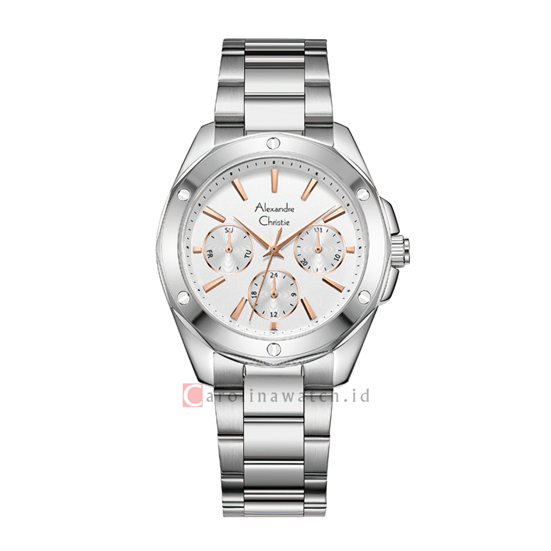 Jam Tangan Alexandre Christie Multifunction AC 2A72 BFBSSSLRG Women Silver Dial Stainless Steel Strap