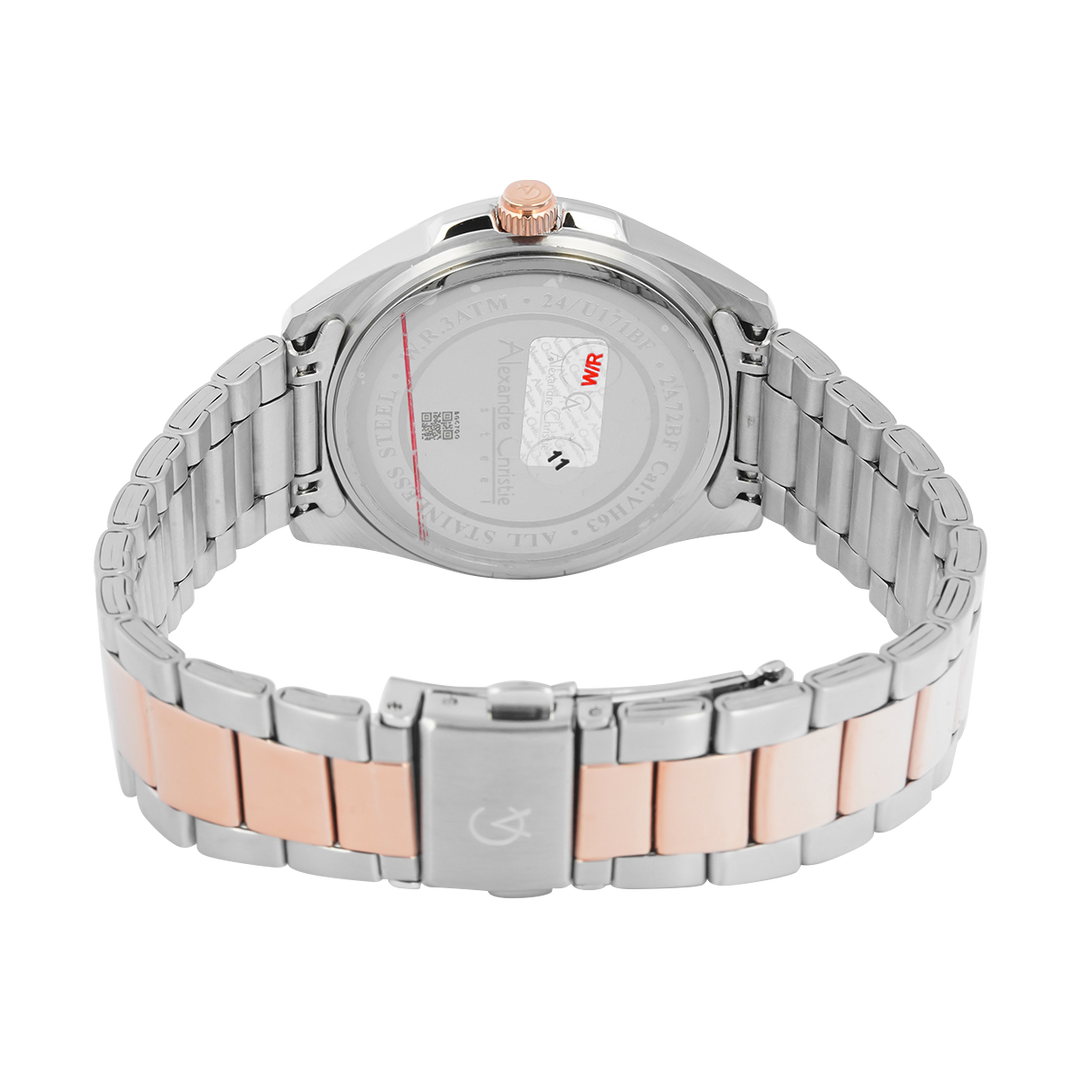 Jam Tangan Alexandre Christie Multifunction AC 2A72 BFBTRSLRG Women Silver Dial Dual Tone Stainless Steel Strap