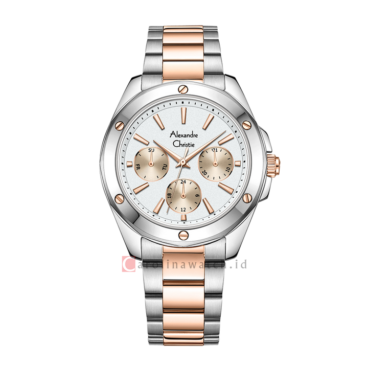 Jam Tangan Alexandre Christie Multifunction AC 2A72 BFBTRSL Women Silver Dial Silver Dual Tone Stainless Steel Strap