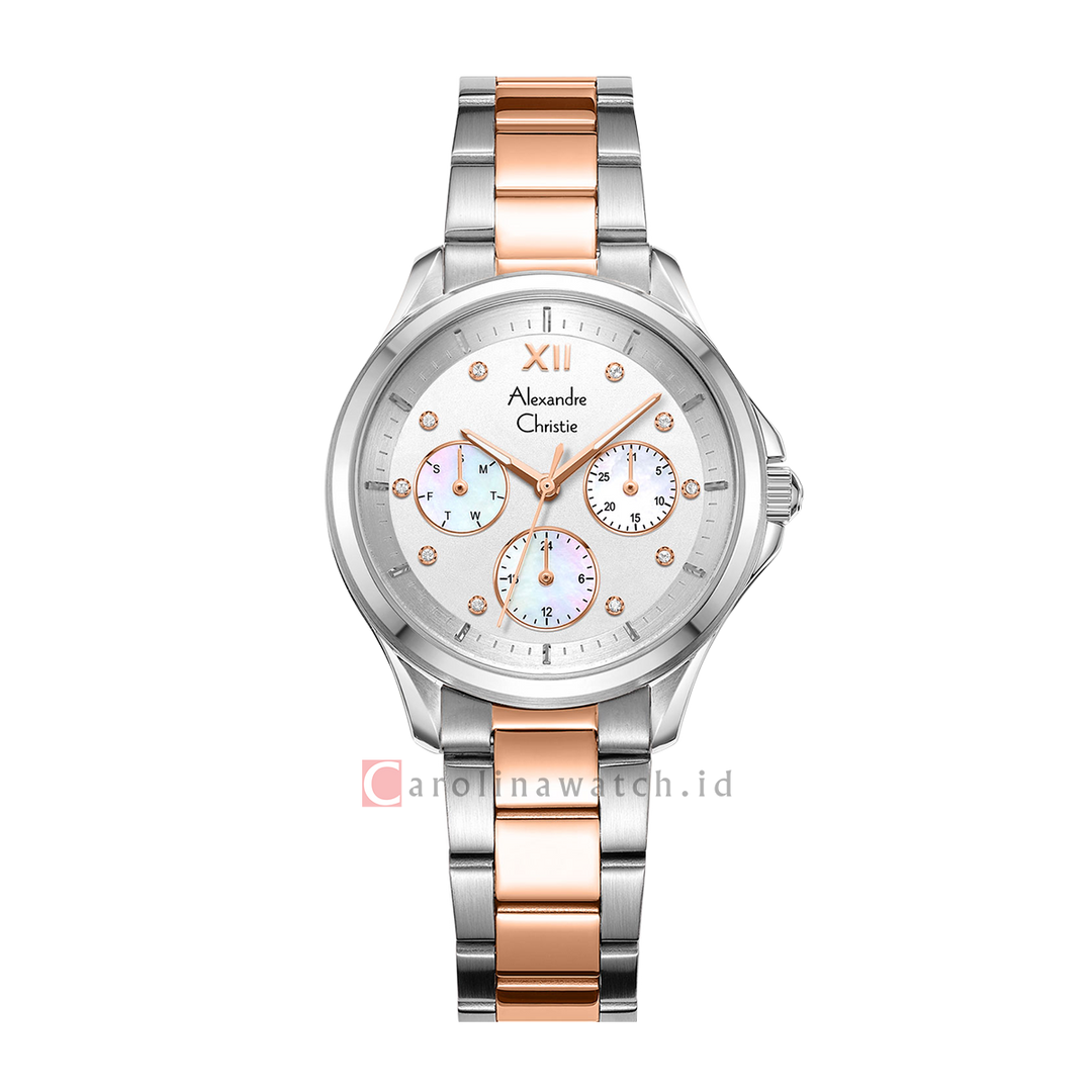 Jam Tangan Alexandre Christie Multifunction AC 2A73 BFBTRSL Women Dual Tone Dial Dual Tone Stainless Steel Strap