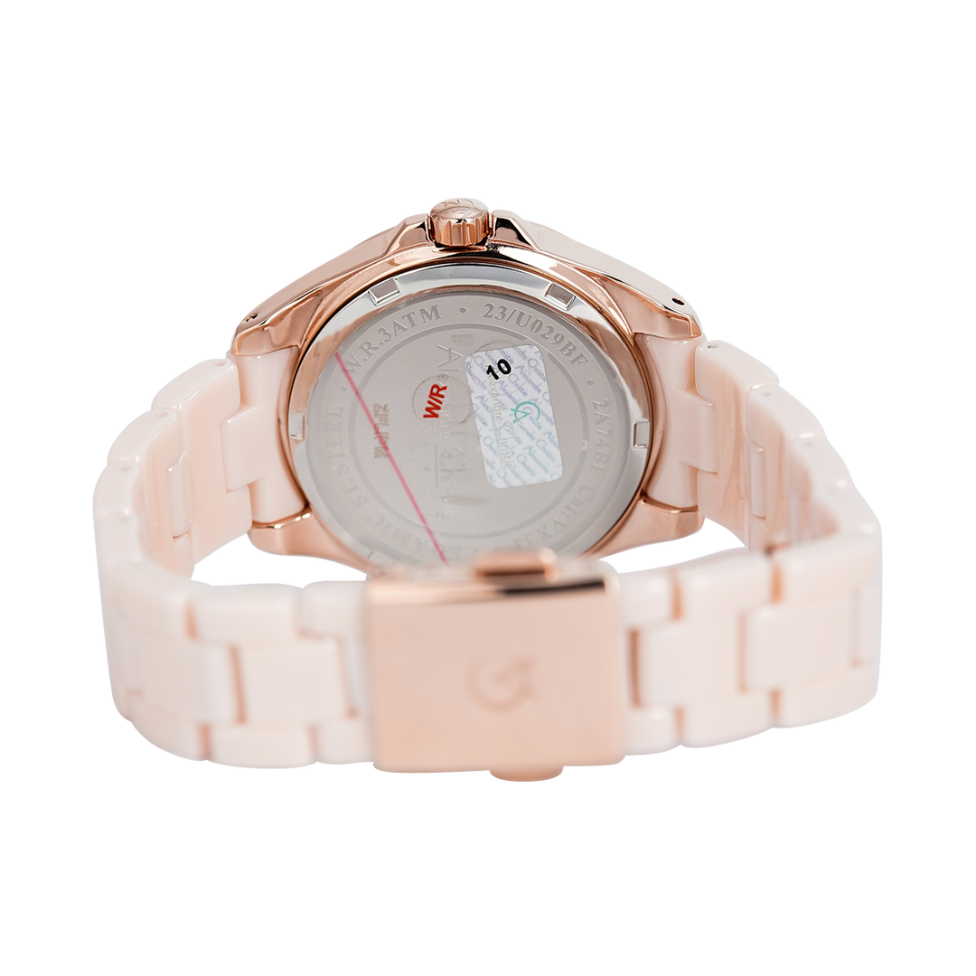 Jam Tangan Alexandre Christie Multifunction AC 2A74 BFBRGPN Women Pink Dial Pink Ceramic Strap