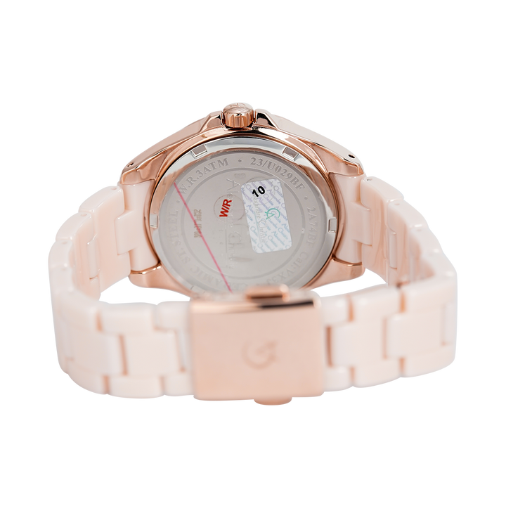 Jam Tangan Alexandre Christie Multifunction AC 2A74 BFBRGPN Women Pink Dial Pink Ceramic Strap