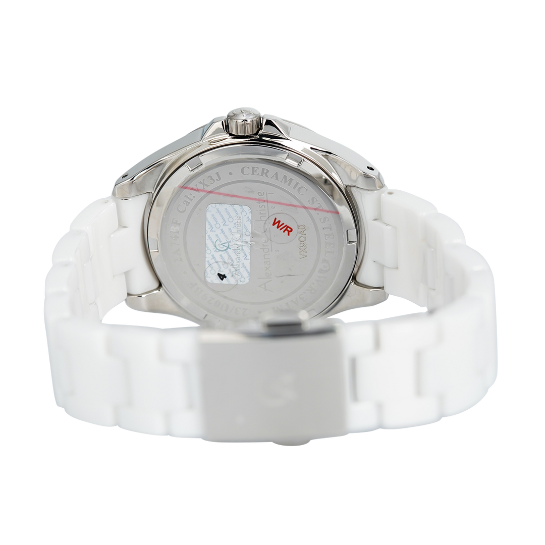 Jam Tangan Alexandre Christie Multifunction AC 2A74 BFBSSSLRG Women White Dial White Ceramic Strap