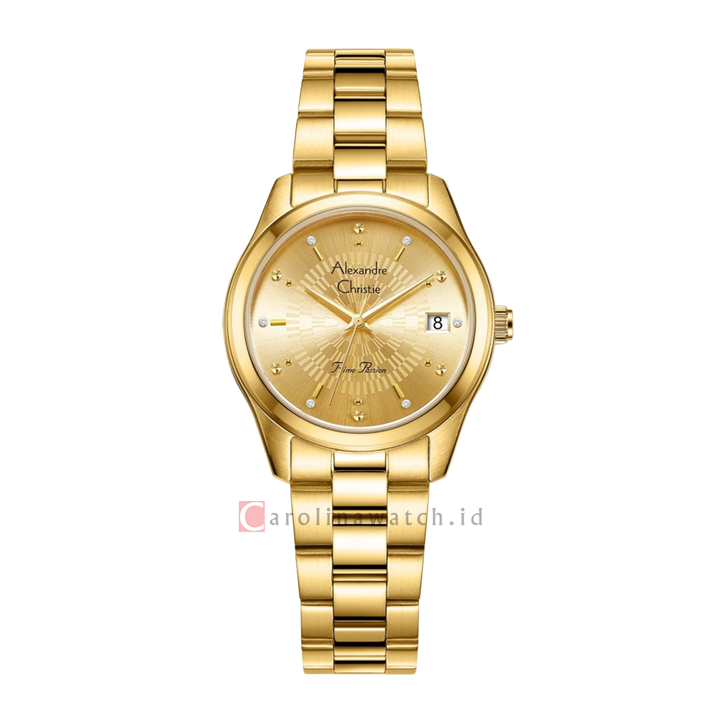 Jam Tangan Alexandre Christie Primo Passion AC 2A75 LDBGPIV Women Gold Dial Gold Stainless Steel Strap