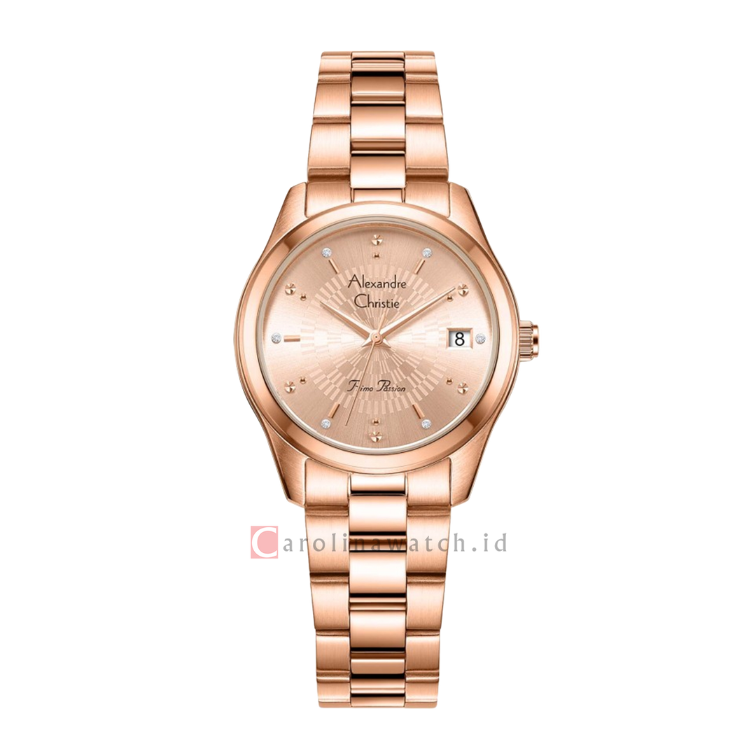 Jam Tangan Alexandre Christie Primo Passion AC 2A75 LDBRGLN Women Rose Gold Dial Rose Gold Stainless Steel Strap