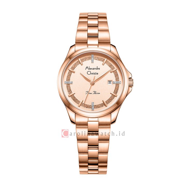 Jam Tangan Alexandre Christie Primo Passion AC 2A76 LDBRGLN Women Rose Gold Dial Rose Gold Stainless Steel Strap