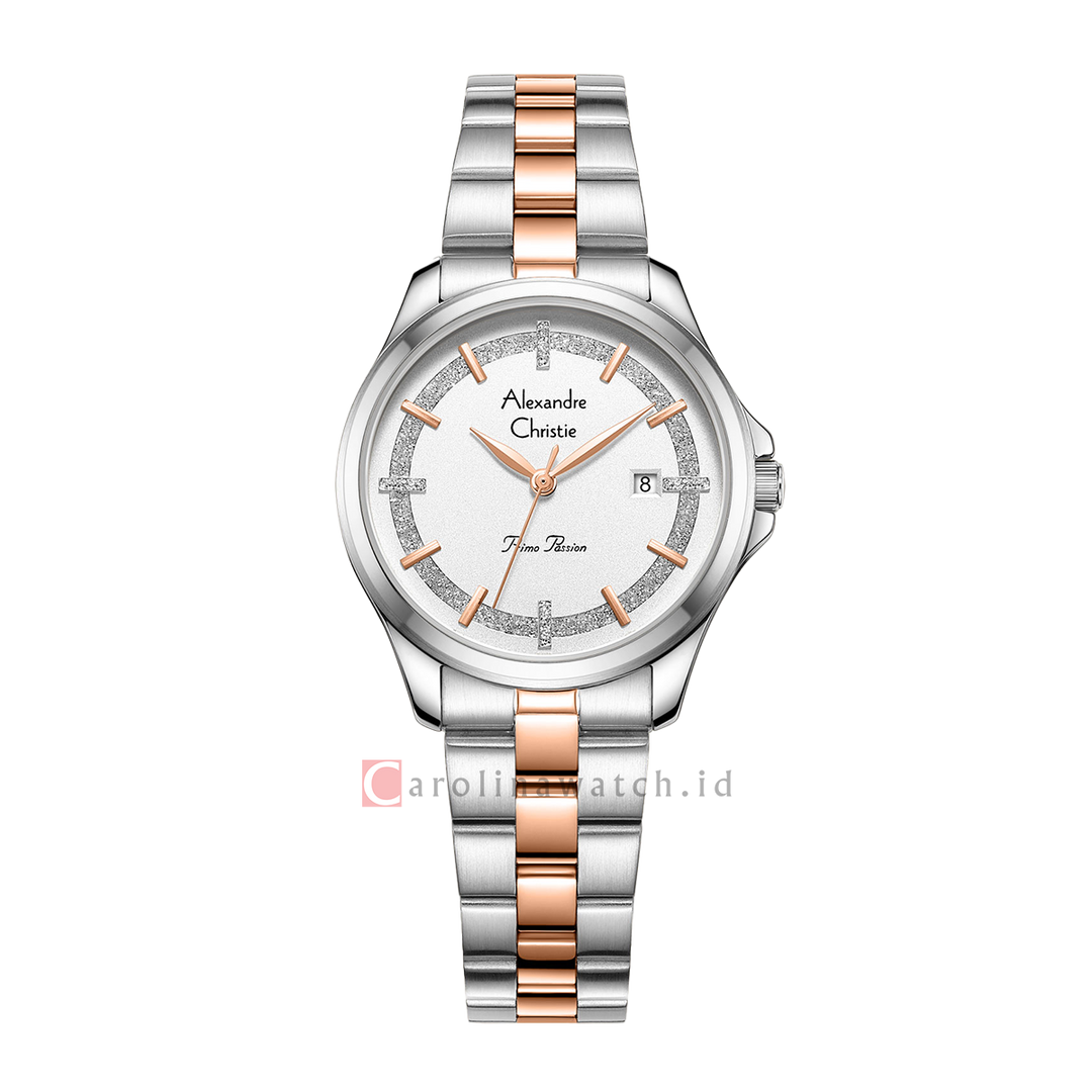 Jam Tangan Alexandre Christie Primo Passion AC 2A76 LDBTRSL Women Silver Dial Dual Tone Stainless Steel Strap