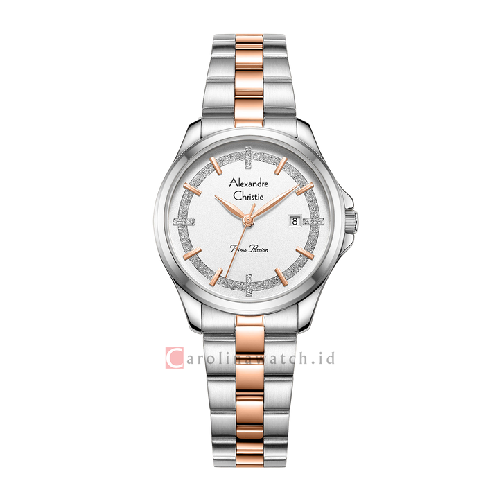 Jam Tangan Alexandre Christie Primo Passion AC 2A76 LDBTRSL Women Silver Dial Dual Tone Stainless Steel Strap