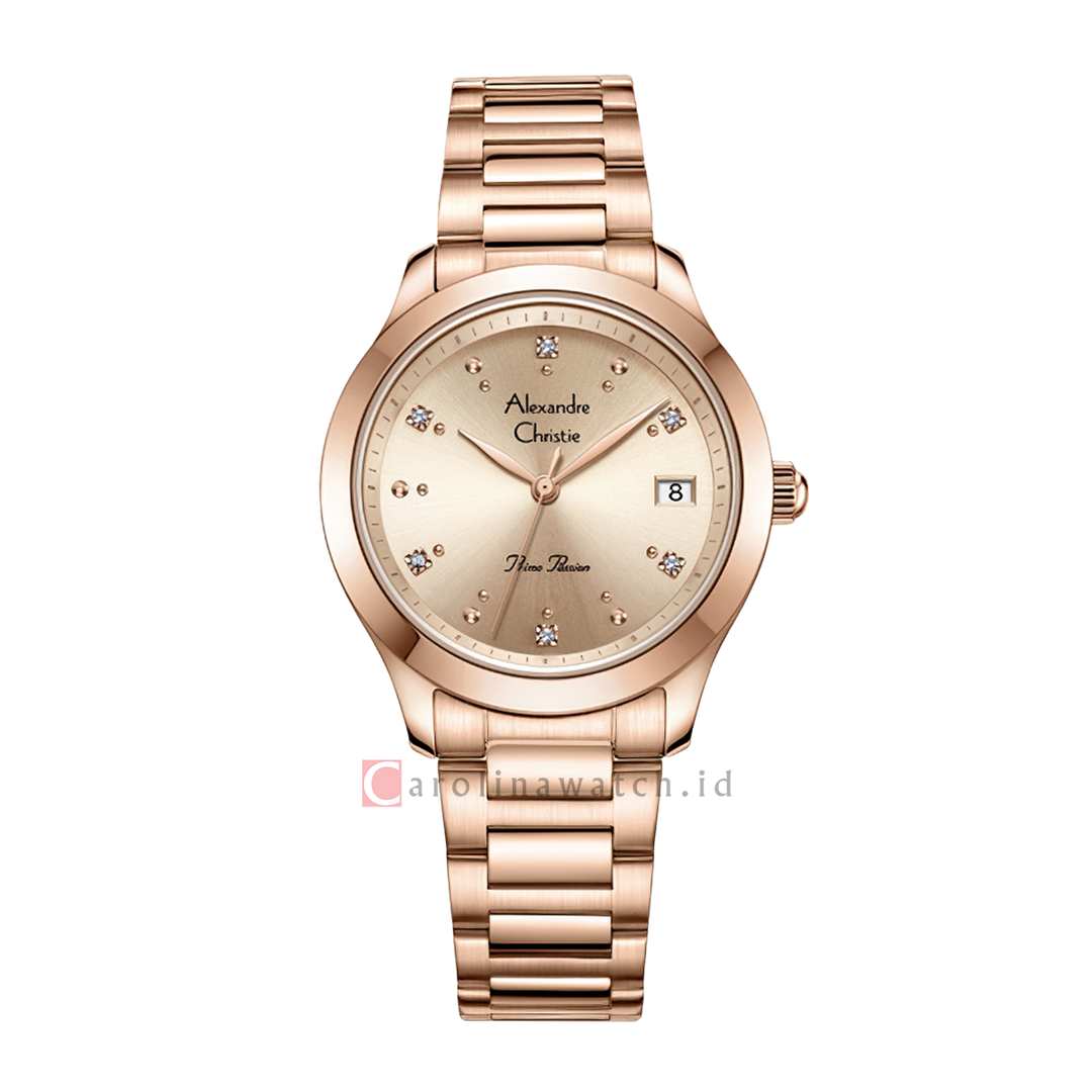 Jam Tangan Alexandre Christie Primo Passion AC 2A77 LDBRGLN Women Rose Gold Dial Rose Gold Stainless Steel Strap