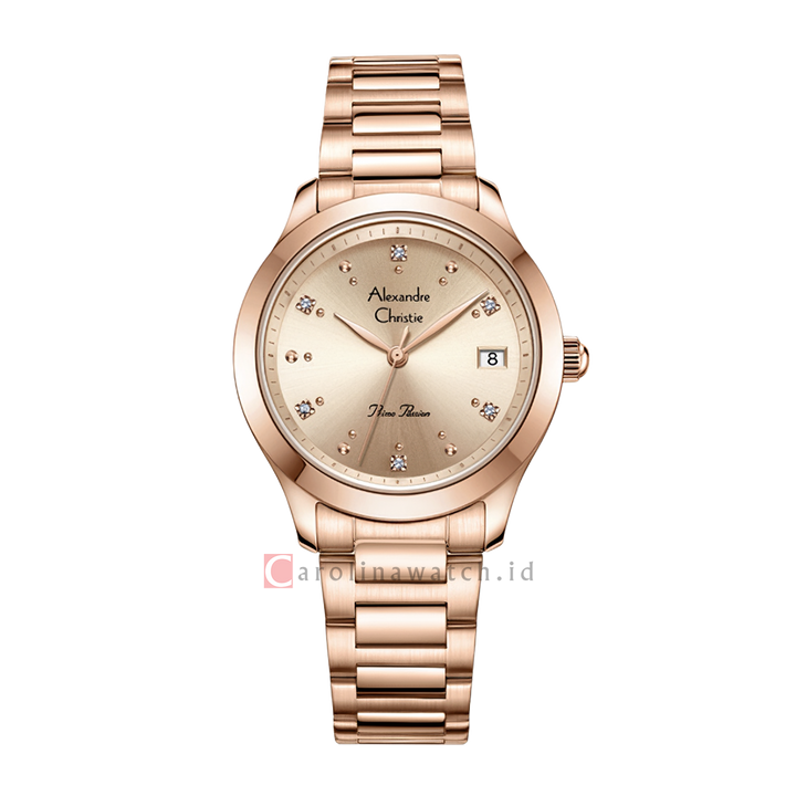 Jam Tangan Alexandre Christie Primo Passion AC 2A77 LDBRGLN Women Rose Gold Dial Rose Gold Stainless Steel Strap