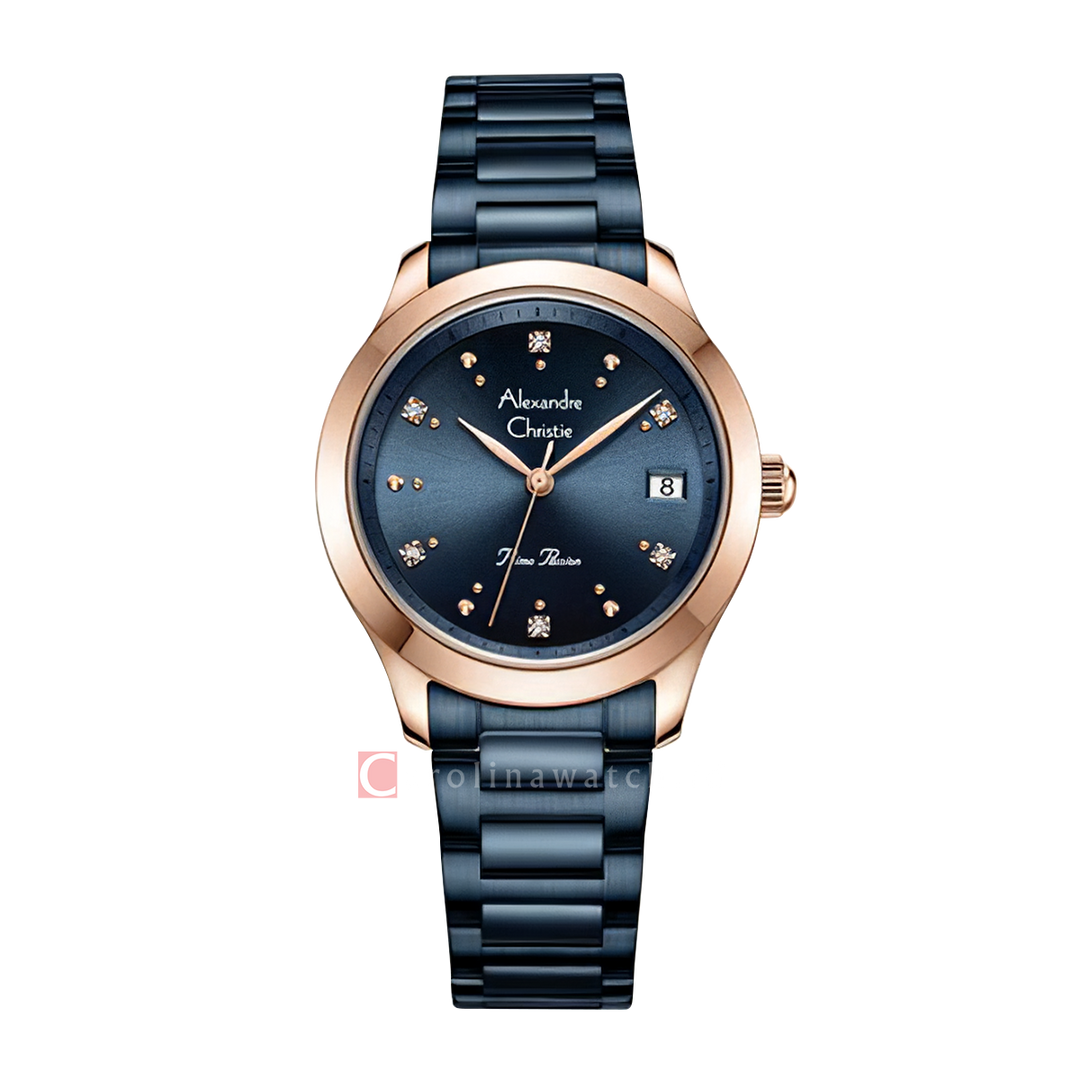 Jam Tangan Alexandre Christie Primo Passion AC 2A77 LDBURBU Women Blue Dial Blue Stainless Steel Strap