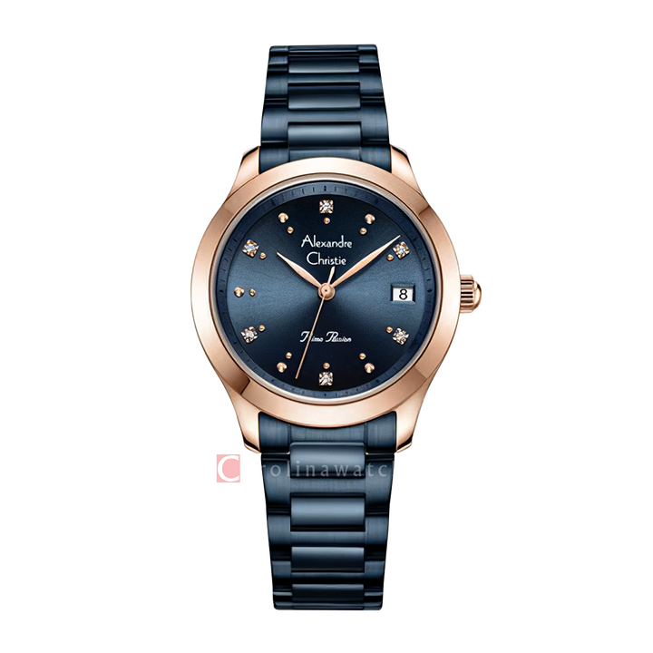 Jam Tangan Alexandre Christie Primo Passion AC 2A77 LDBURBU Women Blue Dial Blue Stainless Steel Strap