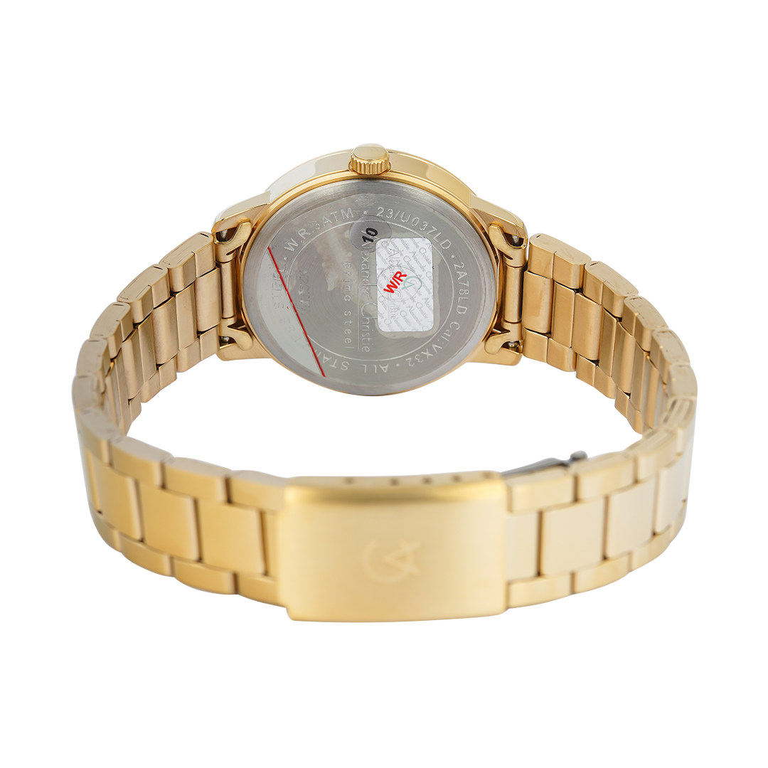 Jam Tangan Alexandre Christie Primo Passion AC 2A78 LDBGPIV Women Gold Dial Gold Stainless Steel Strap