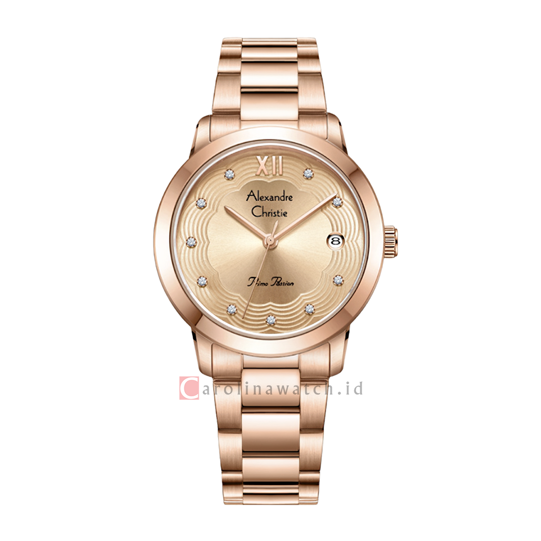 Jam Tangan Alexandre Christie Primo Passion AC 2A78 LDBRGLN Women Rose Gold Dial Rose Gold Stainless Steel Strap