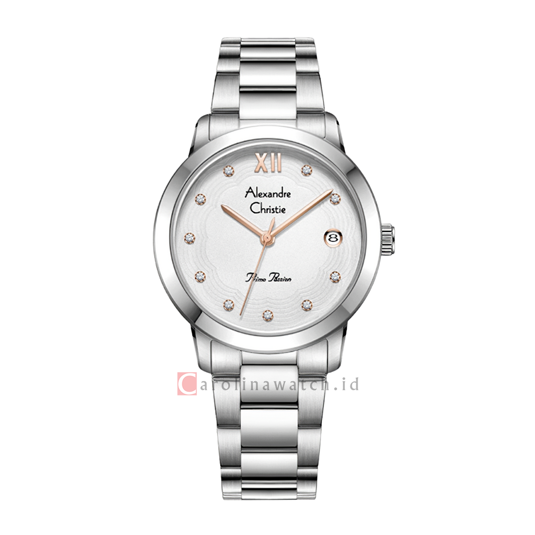 Jam Tangan Alexandre Christie Primo Passion AC 2A78 LDBSSSLRG Women Silver Dial Stainless Steel Strap