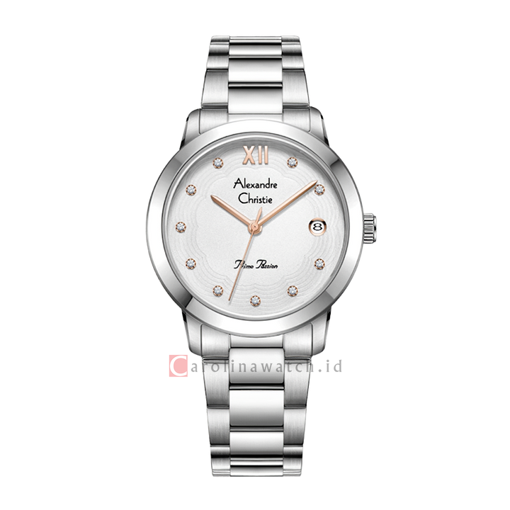 Jam Tangan Alexandre Christie Primo Passion AC 2A78 LDBSSSLRG Women Silver Dial Stainless Steel Strap