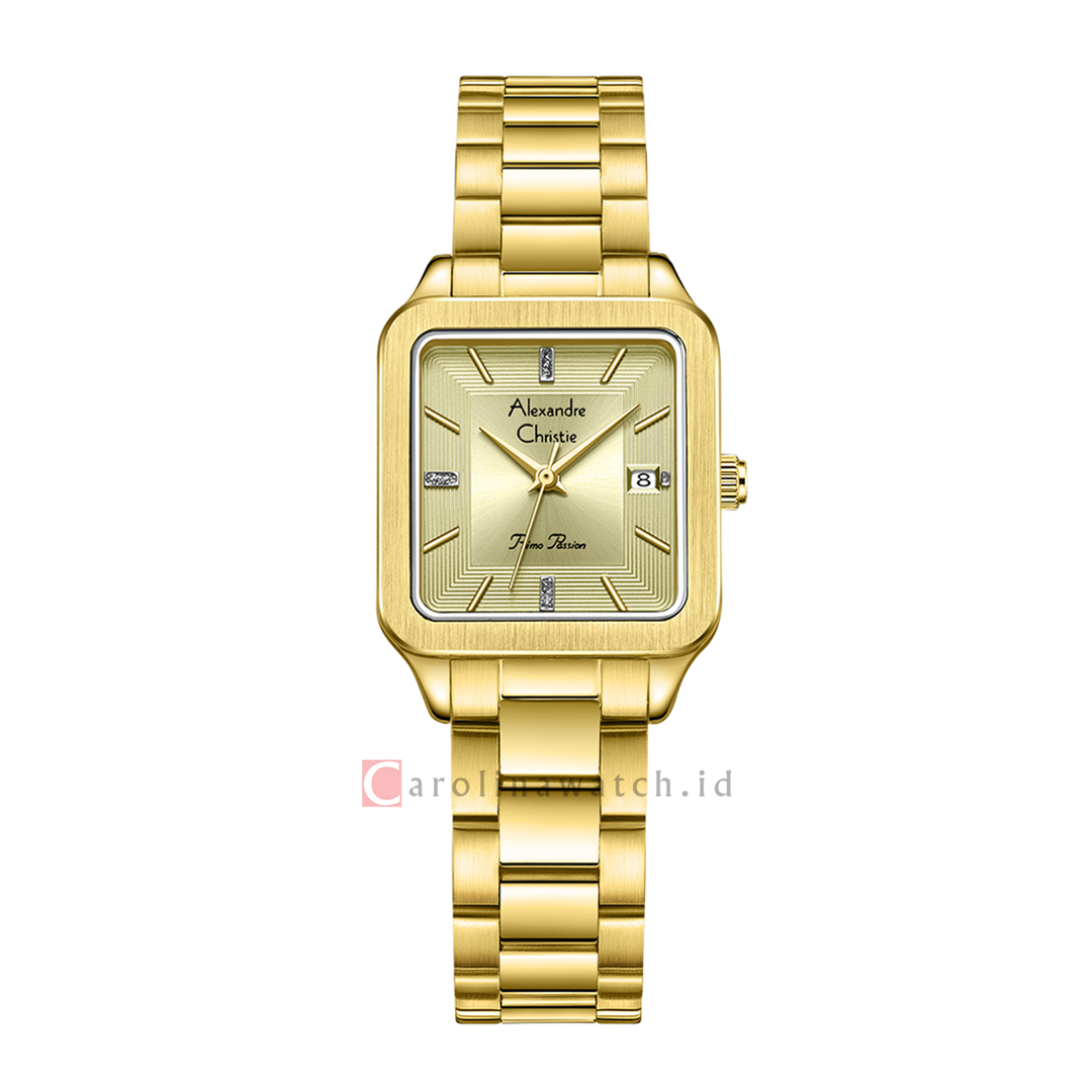 Jam Tangan Alexandre Christie Primo Passion AC 2A79 LDBGPIV Women Champagne Dial Gold Stainless Steel Strap