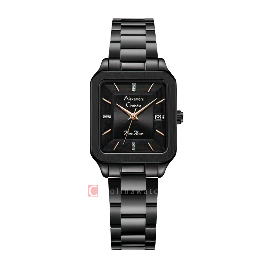 Jam Tangan Alexandre Christie Primo Passion AC 2A79 LDBIPBARG Women Black Dial Black Stainless Steel Strap