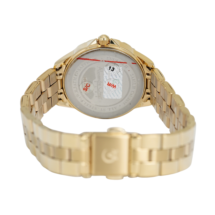 Jam Tangan Alexandre Christie Passion AC 2A81 LHBGPIV Women Shappire Gold Dial Gold Stainless Steel Strap