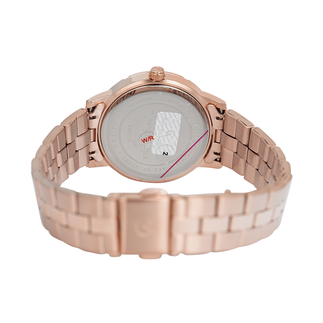 Jam Tangan Alexandre Christie Passion AC 2A82 LDBRGLN Women Rose Gold Motif Dial Rose Gold Stainless Steel Strap