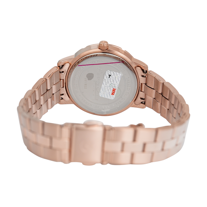 Jam Tangan Alexandre Christie Passion AC 2A82 LDBRGSL Women Silver Motif Dial Rose Gold Stainless Steel Strap