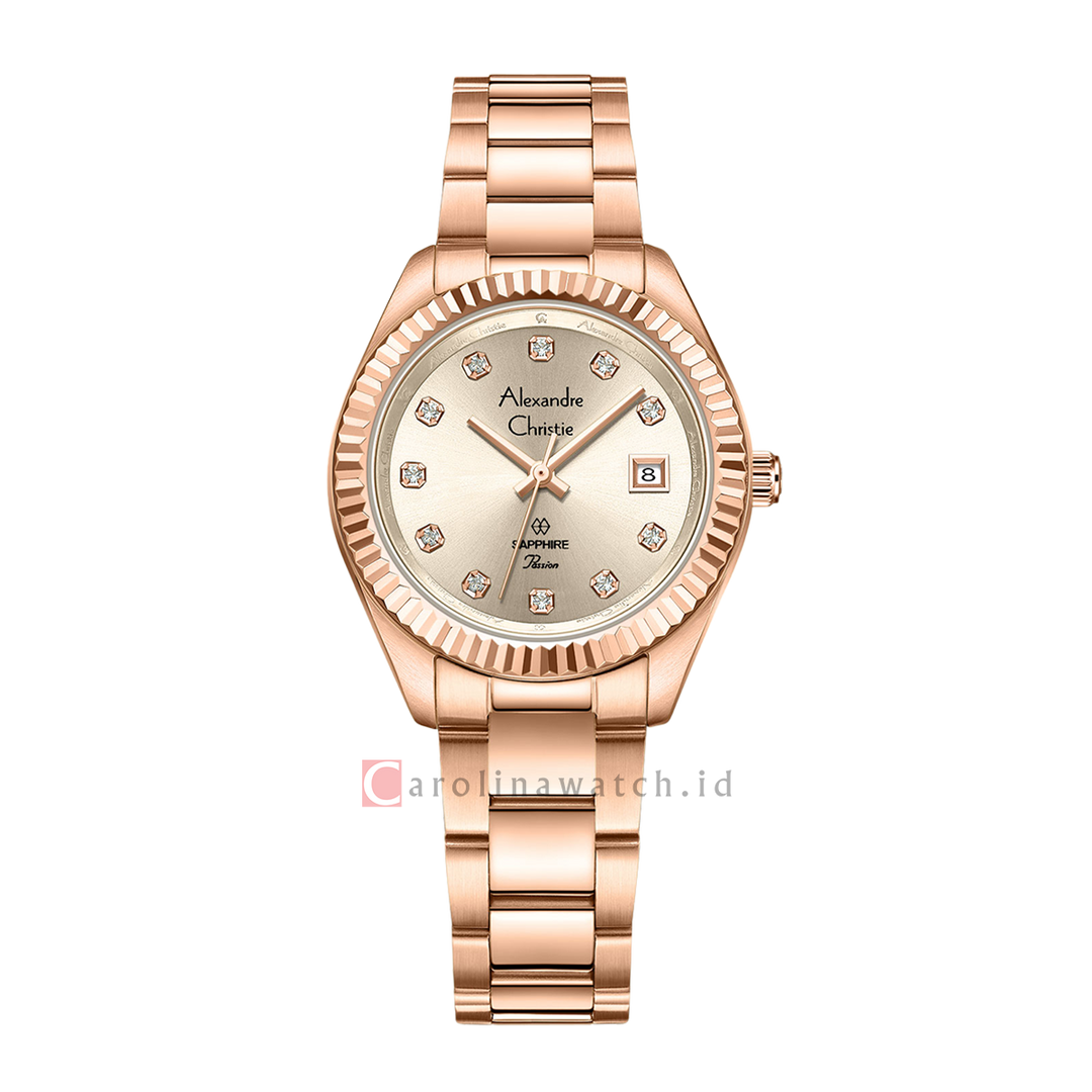 Jam Tangan Alexandre Christie Passion AC 2A83 LDBRGLN Women Light Rose Gold Dial Rose Gold Stainless Steel Strap