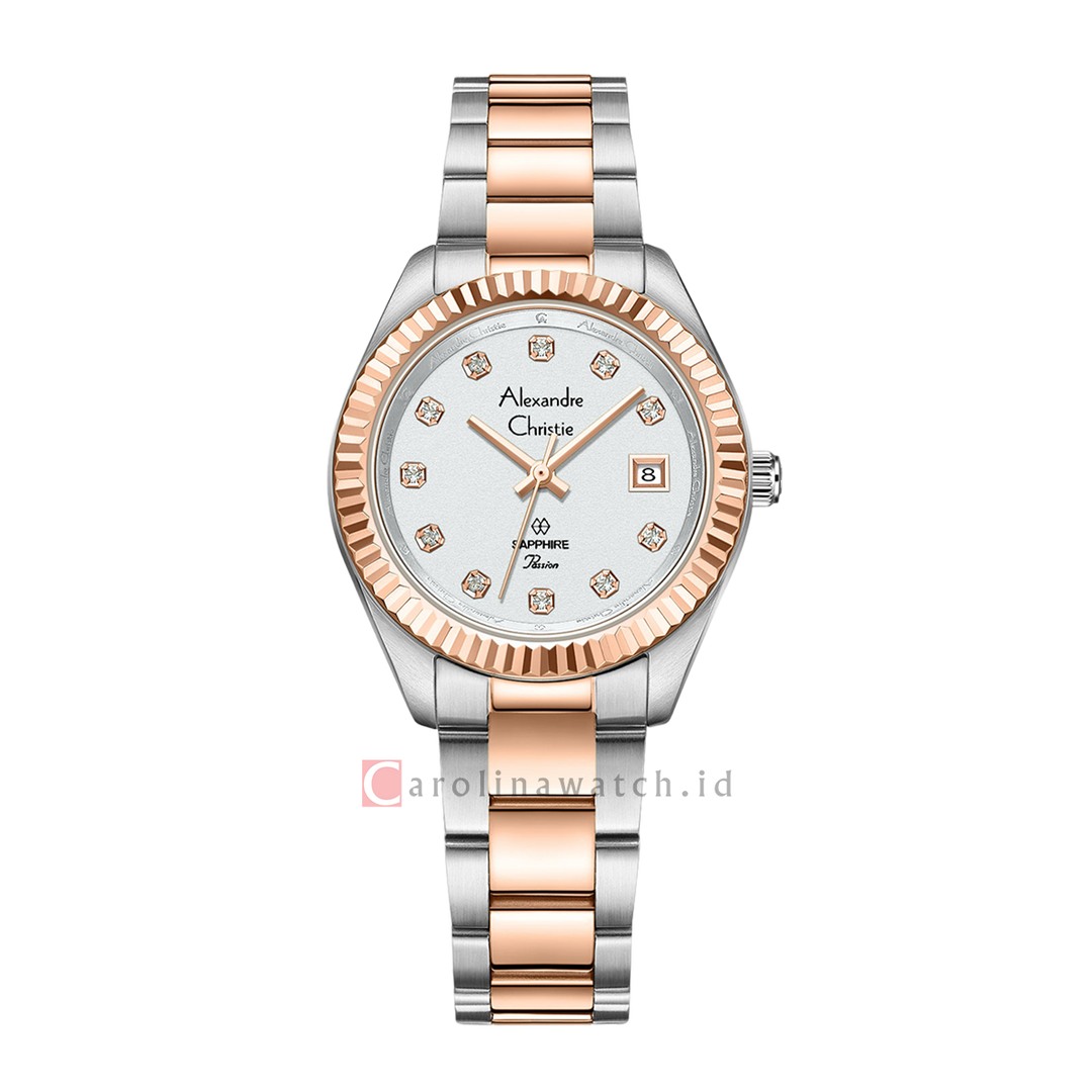 Jam Tangan Alexandre Christie Passion AC 2A83 LDBTRSL Women Silver Dial Dual Tone Stainless Steel Strap