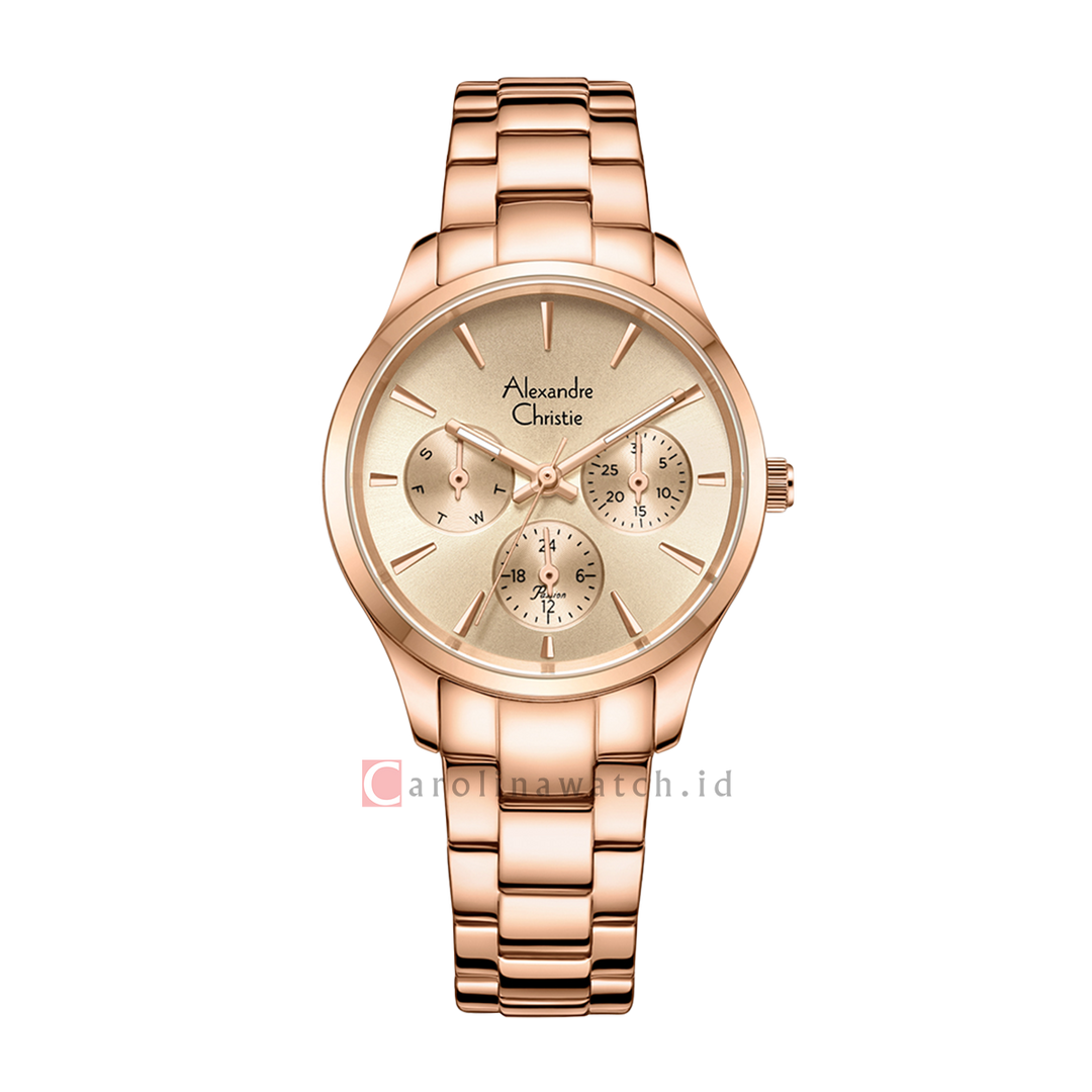 Jam Tangan Alexandre Christie Passion AC 2A84 BFBRGRG Women Rose Gold Dial Rose Gold Stainless Steel Strap