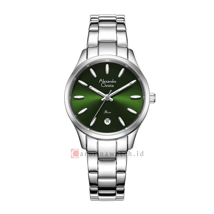 Jam Tangan Alexandre Christie Passion AC 2A84 LDBSSGN Women Green Dial Stainless Steel Strap