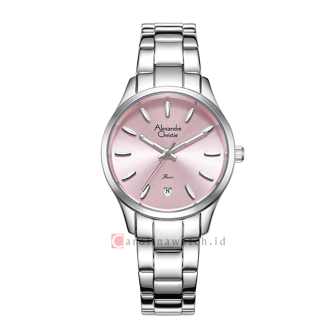 Jam Tangan Alexandre Christie Passion AC 2A84 LDBSSLK Women Pink  Dial Stainless Steel Strap