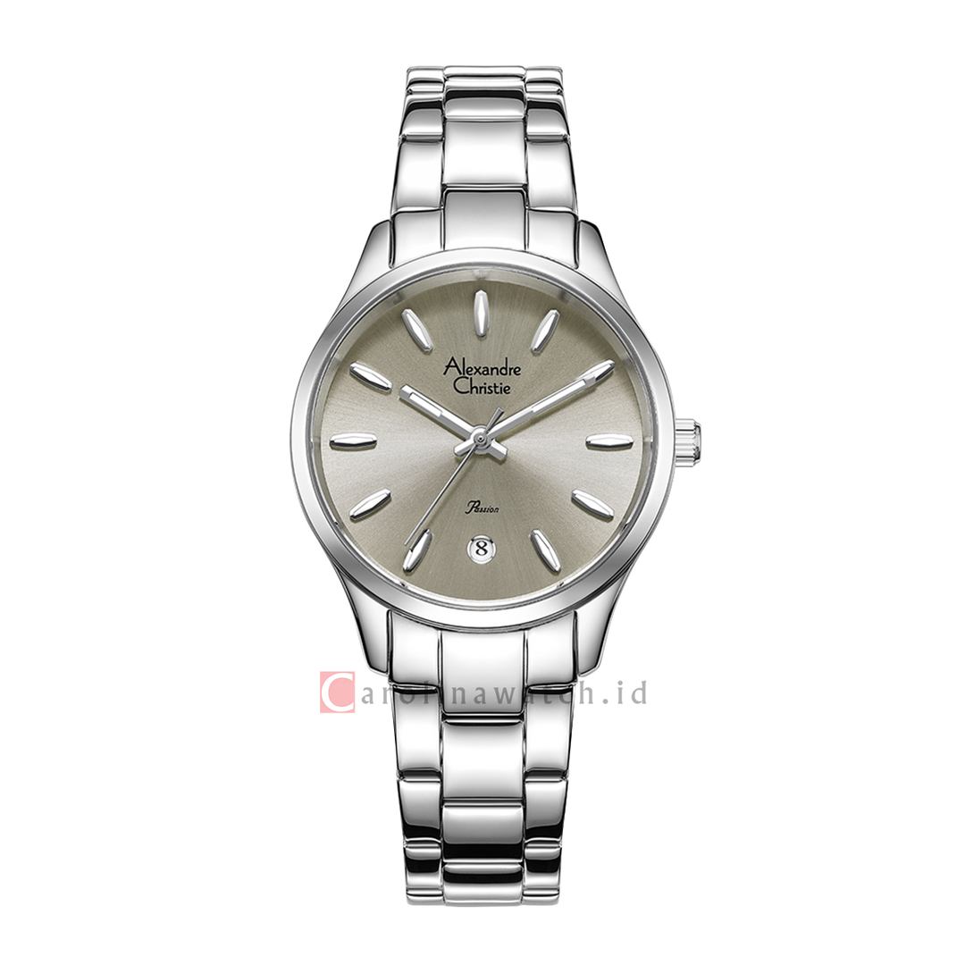 Jam Tangan Alexandre Christie Passion AC 2A84 LDBSSLO Women Light Grey Dial Stainless Steel Strap