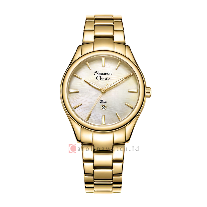 Jam Tangan Alexandre Christie Passion AC 2A86 LDBGPMI Women Gold MOP Dial Gold Stainless Steel Strap