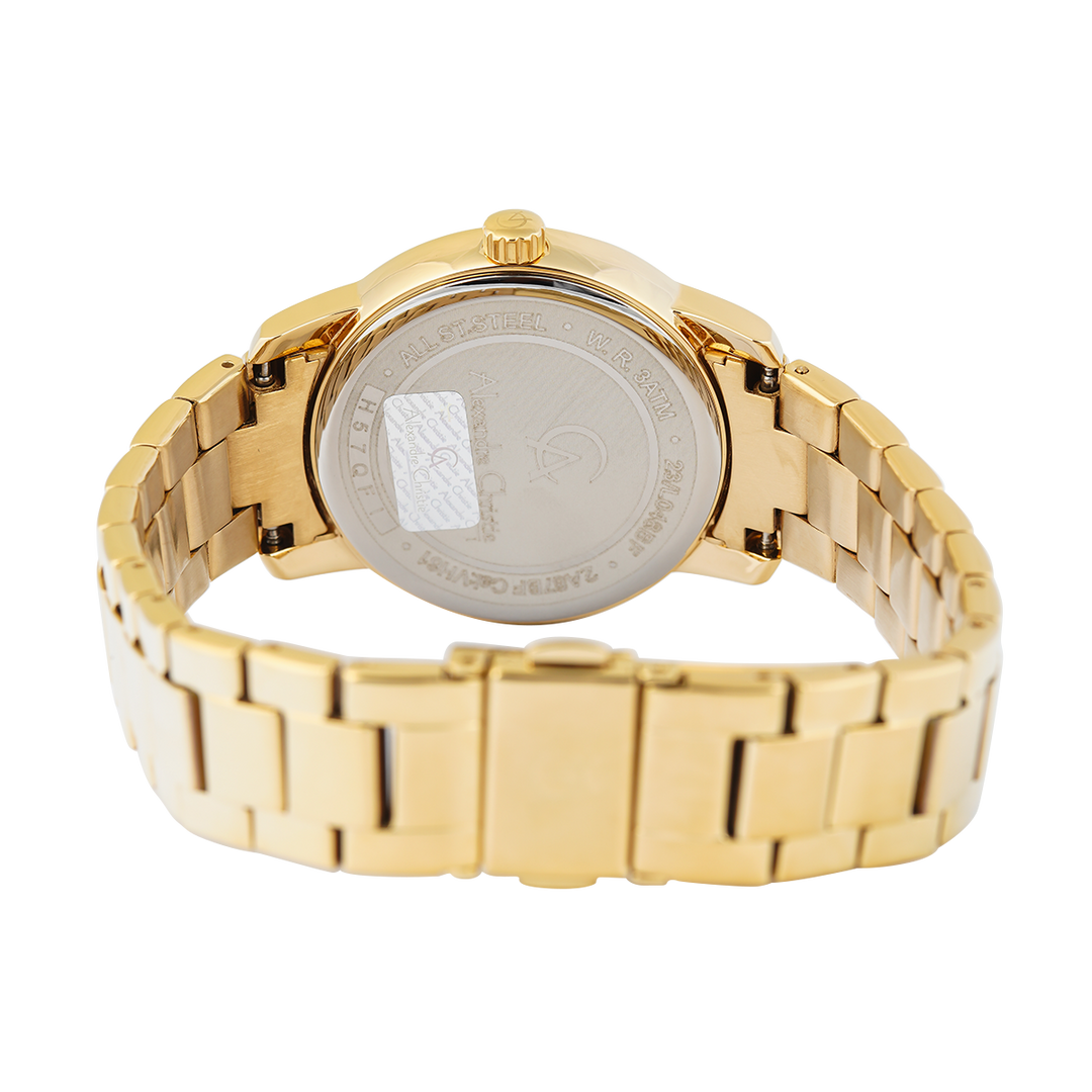 Jam Tangan Alexandre Christie Passion AC 2A87 BFBGPIV Women Gold Dial Gold Stainless Steel Strap