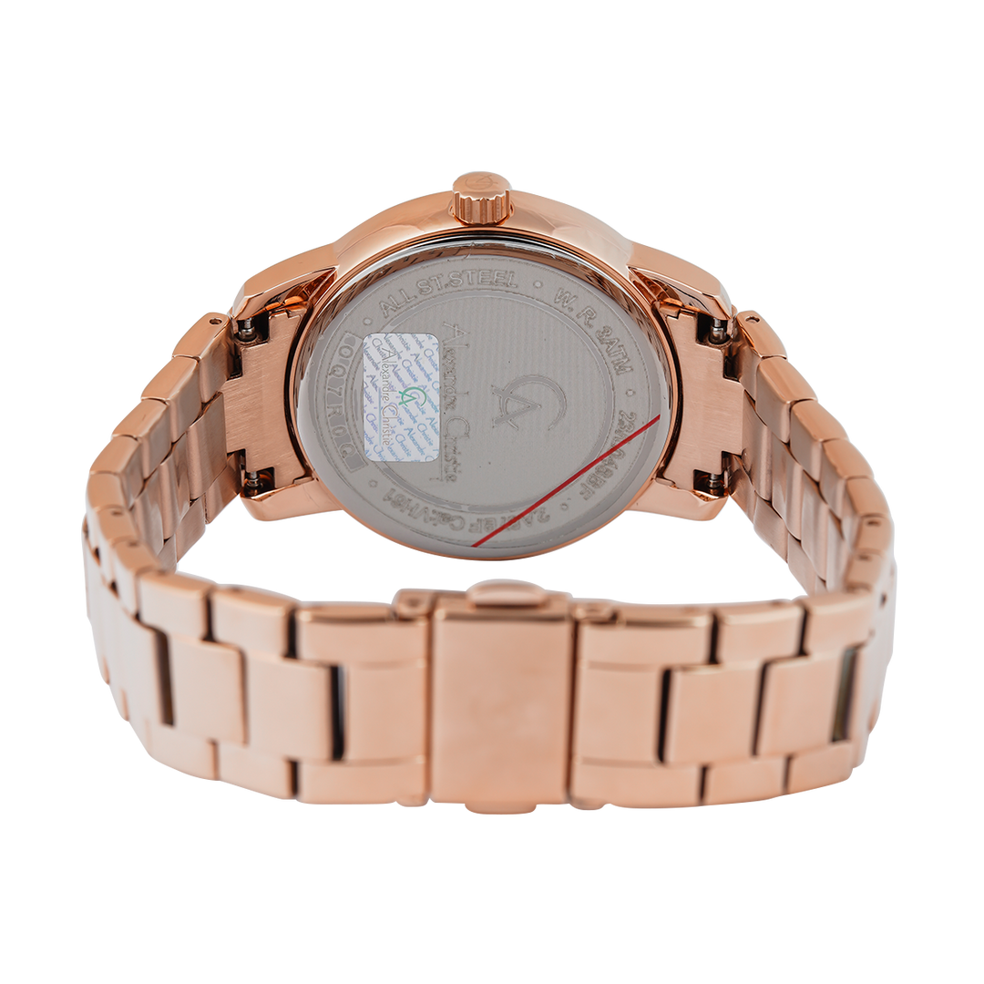 Jam Tangan Alexandre Christie Passion AC 2A87 BFBRGGR Women Taupe Dial Rose Gold Stainless Steel Strap