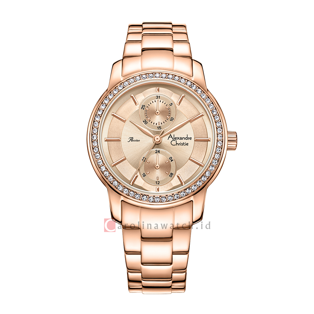 Jam Tangan Alexandre Christie Passion AC 2A87 BFBRGRG Women Rose Gold Dial Rose Gold Stainless Steel Strap