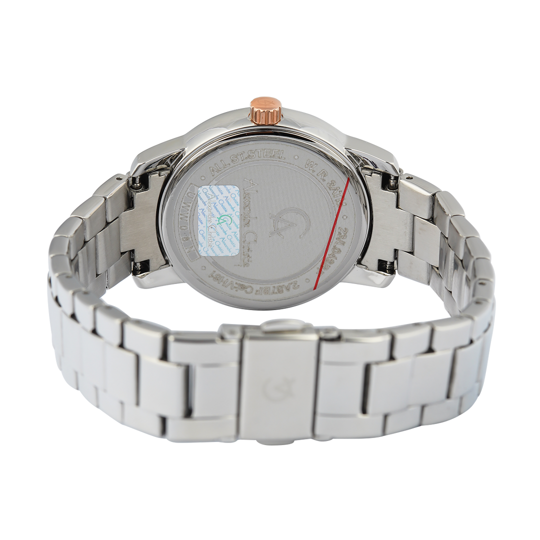 Jam Tangan Alexandre Christie Passion AC 2A87 BFBSSLGRG Women Grey Dial Stainless Steel Strap