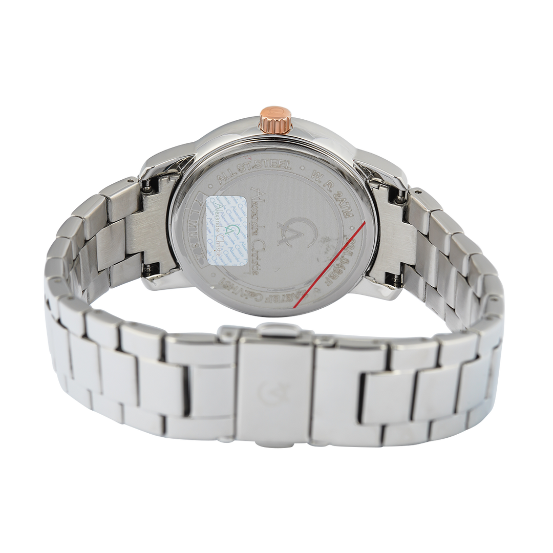 Jam Tangan Alexandre Christie Passion AC 2A87 BFBSSPURG Women Light Pink Dial Stainless Steel Strap