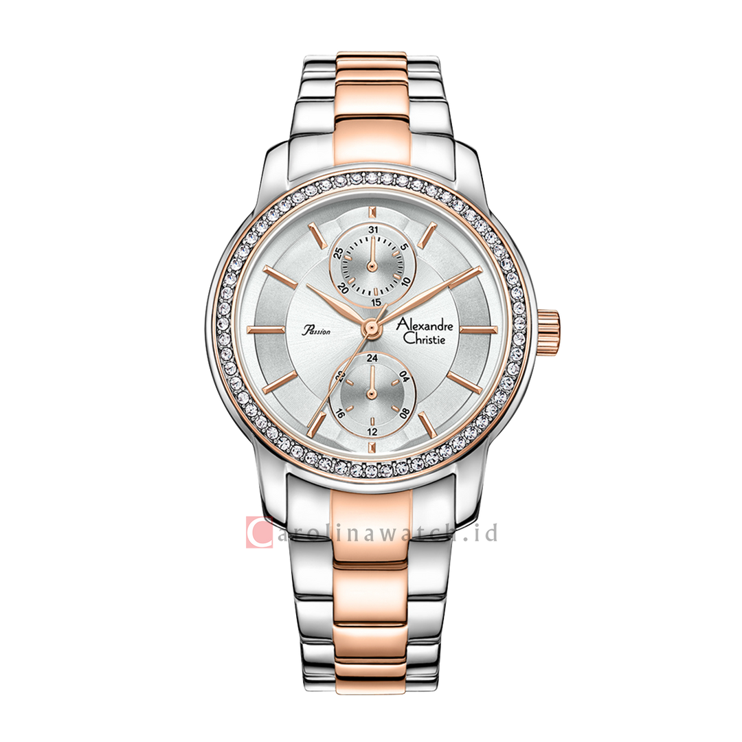 Jam Tangan Alexandre Christie Passion AC 2A87 BFBTRSL Women Silver Dial Dual Tone Stainless Steel Strap